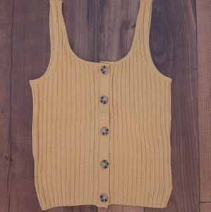 American Eagle Mustard/Gold Button-up Sweater Tank